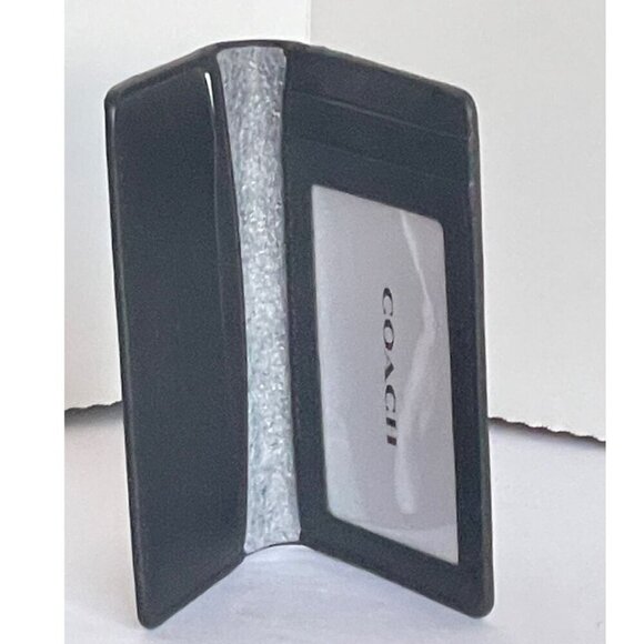 Coach ID Card Case Wallet Plaid Brown Bifold Slim Canvas CN412 Mens - Picture 4 of 6